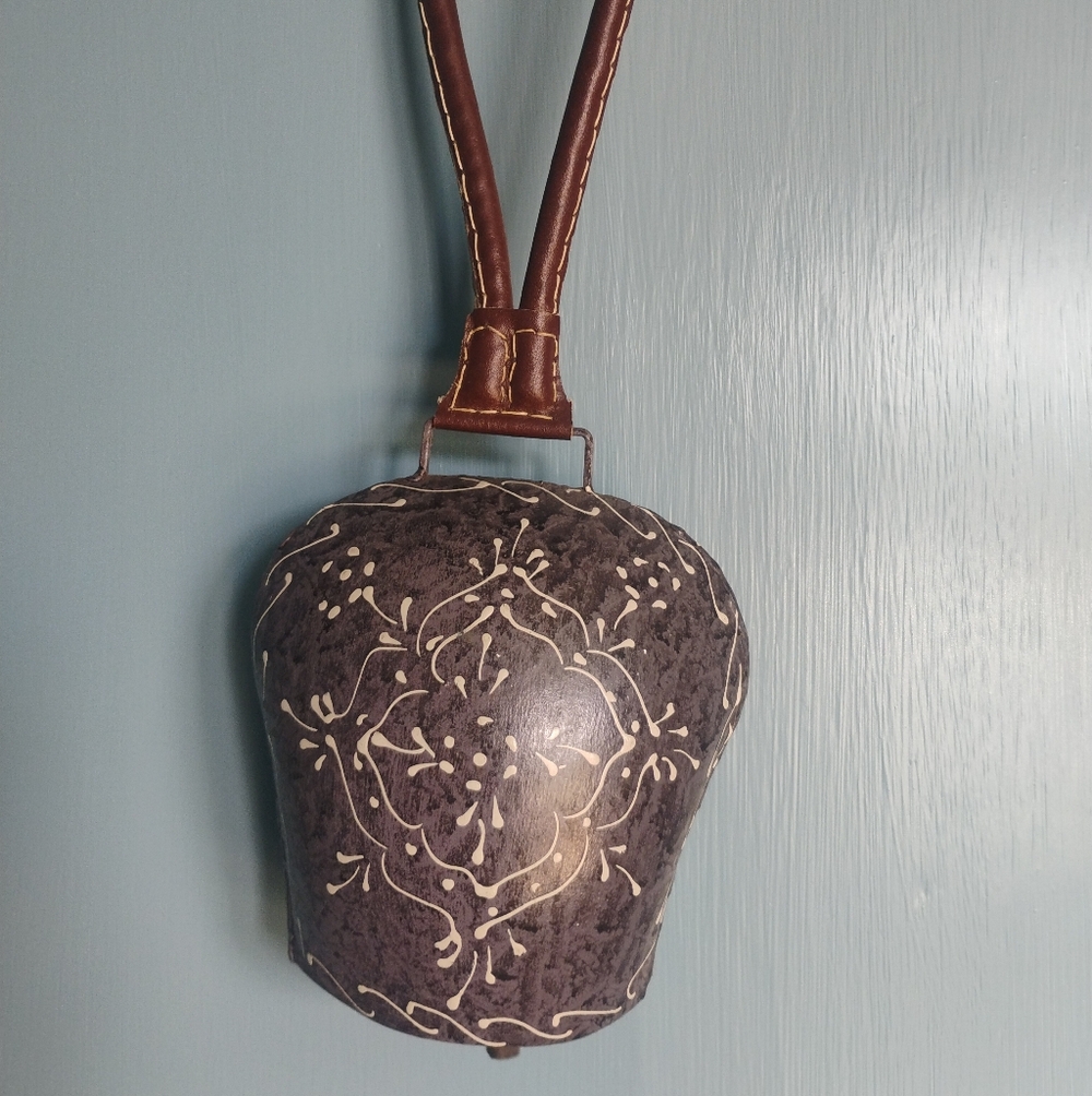 Rustic Blue Cowbell with Leather Strap